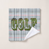 Golf Logo op wit geruite tartan, Bad Handdoek (Wasdoekje)