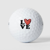 Golf Love with red hart for golfer on Valentijns Golfballen (Voorkant)