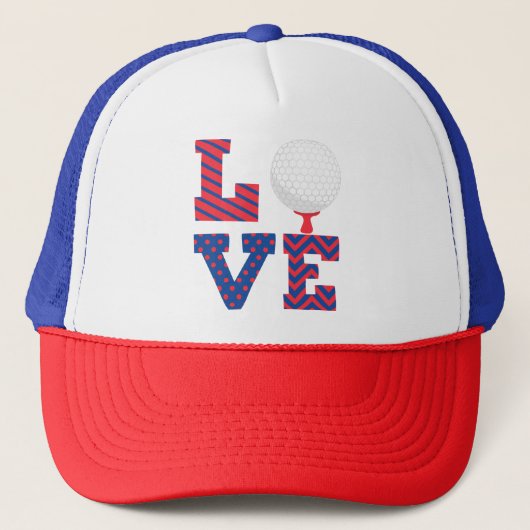 Golf Love Word Art Trucker Pet (Voorkant)