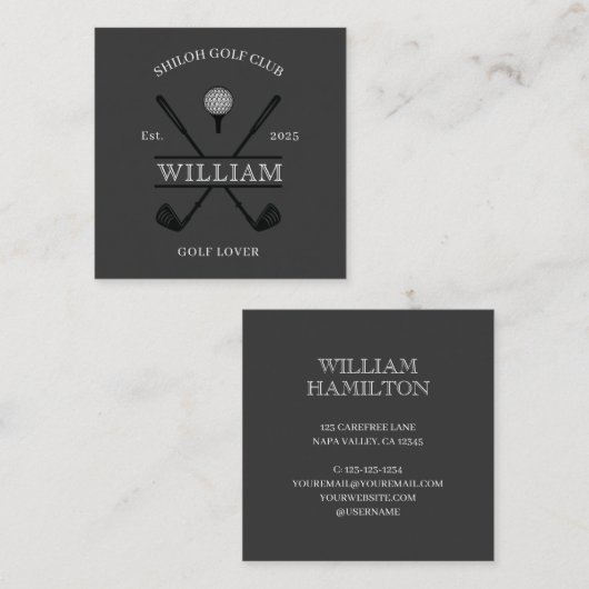 Golf Lover Cross Club Vierkante Visitekaartje (Voorkant / Achterkant)