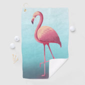 Golf Lover Flamingo Roze Blauw Elegant Monogram Golfhanddoek (Insitu)