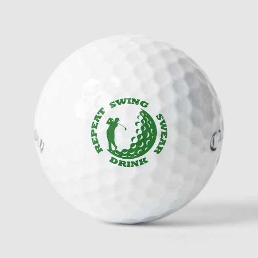 Golf Lover Gift - Swing Swear Drink Herhaal Graphi Golfballen (Voorkant)
