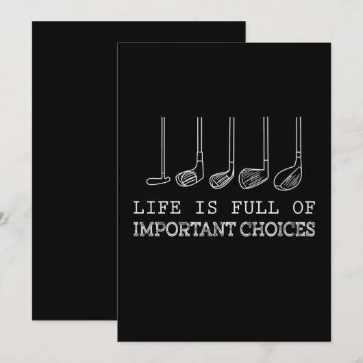 Golf Lover | Het leven is vol belangrijke keuzes Feestdagenkaart (Voorkant / Achterkant)