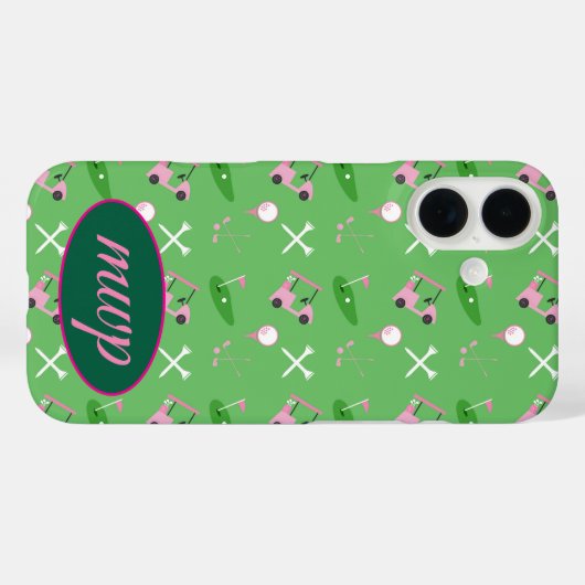 Golf Lover's iPhone Case - Aangepaste Monogram & W (Achterkant (horizontaal))