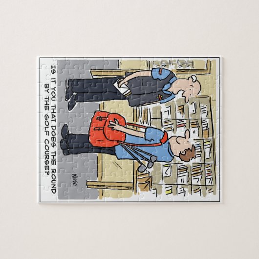 Golf Loving Postman Cartoon Legpuzzel (Horizontaal)