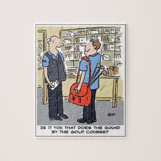Golf Loving Postman Cartoon Legpuzzel (Verticaal)