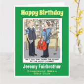 Golf Loving Postman Cartoon voor Golfer Kaart (Gele Bloem)