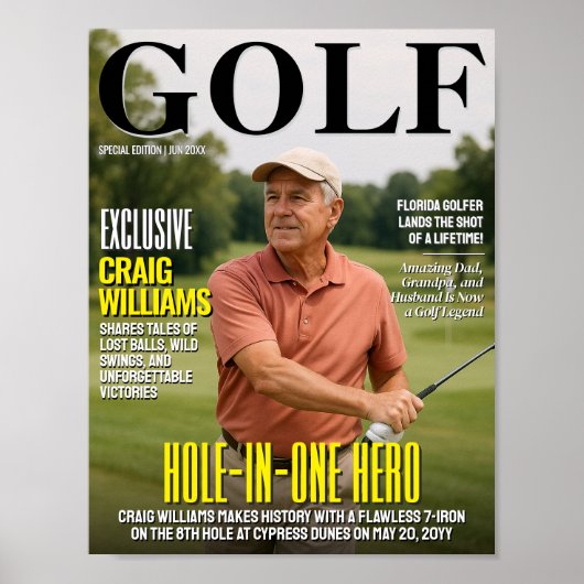 Golf Magazine Hoesje, Fun Golf Gift voor Hole in O Poster (Voorkant)
