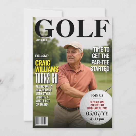 Golf Magazine Verjaardag Uitnodiging, Fun Golf Uit Kaart (Voorkant)