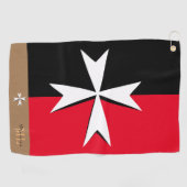 Golf Malta Vlag, Maltees Cross monogramed St. John Golfhanddoek (Horizontaal)