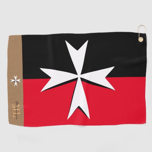 Golf Malta Vlag, Maltees Cross monogramed St. John Golfhanddoek (Horizontaal)