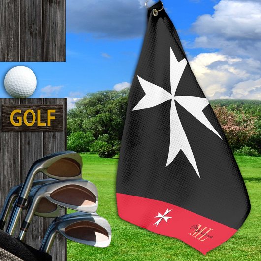 Golf Malta Vlag, Maltees Cross monogramed St. John Golfhanddoek