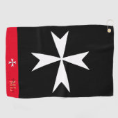 Golf Malta Vlag, Maltees Cross monogramed St. John Golfhanddoek (Horizontaal)