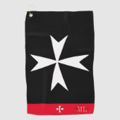 Golf Malta Vlag, Maltees Cross monogramed St. John Golfhanddoek (Voorkant)
