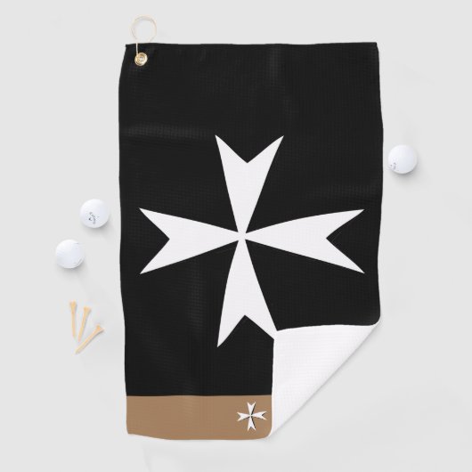 Golf Malta Vlag, Maltees Cross monogramed St. John Golfhanddoek (Insitu)