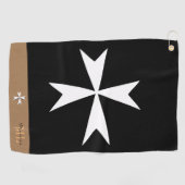 Golf Malta Vlag, Maltees Cross monogramed St. John Golfhanddoek (Horizontaal)