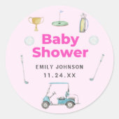 Golf Meisje Baby shower Ronde Sticker (Voorkant)