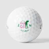 Golf Meisje Eenvoudig Monogram Roze en Groen Genaa Golfballen (Voorkant)