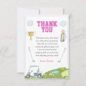 Golf meisje verjaardag bedankkaart (Voorkant)