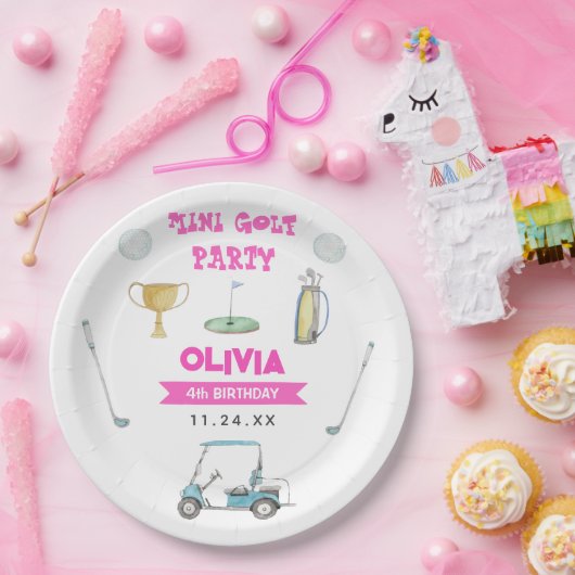 Golf Meisje Verjaardagsfeest Papieren Bordje (Feest)