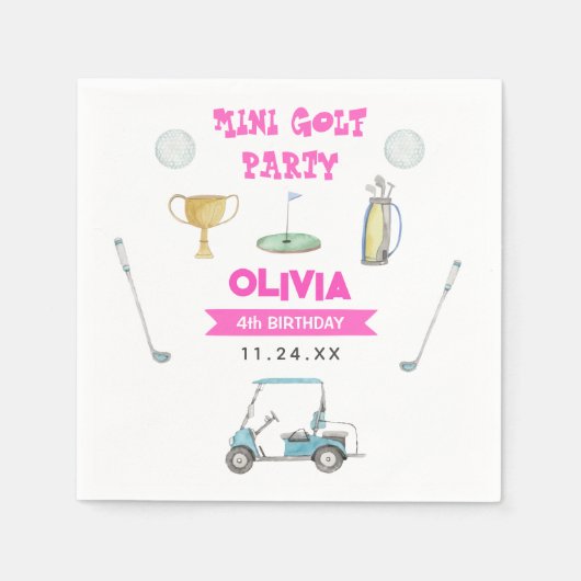 Golf Meisje Verjaardagsfeest Servet (Voorkant)