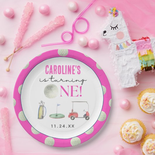 Golf meisjes eerste verjaardag papieren bordje (Feest)