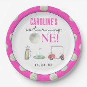 Golf meisjes eerste verjaardag papieren bordje (Voorkant)