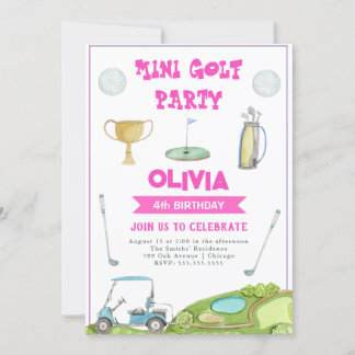 Golf Meisjes Verjaardagsfeest Uitnodiging