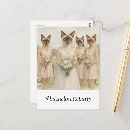 Golf MEISJESAVOND feest voor kattenliefhebbers Briefkaart (Voorkant / Achterkant in situ)