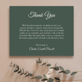Golf Memorial Funeral Modern Elegant Script Groen Bedankkaart