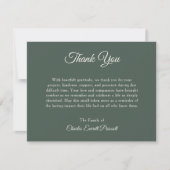 Golf Memorial Funeral Modern Elegant Script Groen Bedankkaart (Voorkant)