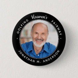 Golf Memorial Heaven Sympathy Golfer Foto Ronde Button 5,7 Cm