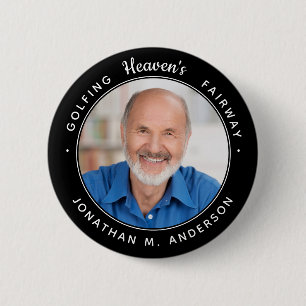 Golf Memorial Heaven Sympathy Golfer Foto Ronde Button 5,7 Cm