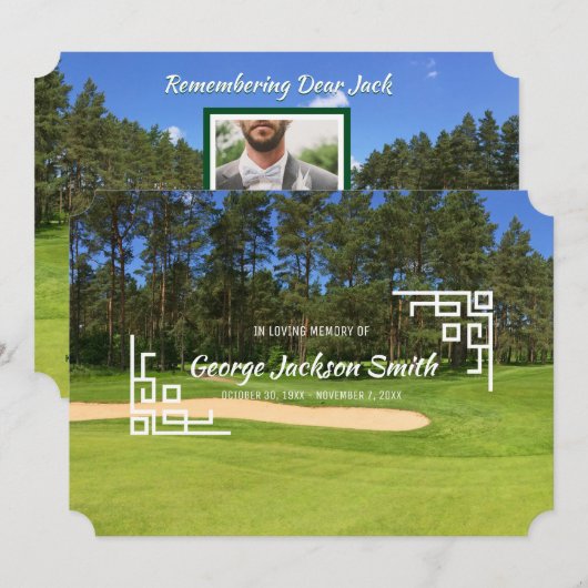Golf Memorial Service Voeg je eigen foto Golfer to Kaart (Voorkant / Achterkant)