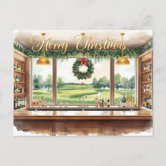 Golf Merry Christmas from Golf Course Clubhouse Feestdagenkaart (Voorkant)
