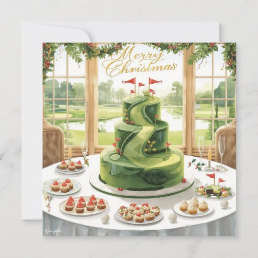 Golf Merry Christmas from Golf Course Clubhouse Feestdagenkaart (Voorkant)