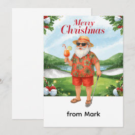 Golf Merry Christmas Santa Golfer Beach themed  Feestdagenkaart