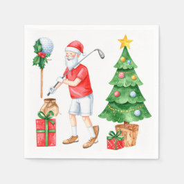 Golf Merry Christmas with Santa Claus Golfing Servet