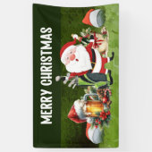 Golf Merry-kerstgolfballen draag Santa hat Spandoek (Verticaal)