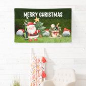 Golf Merry-kerstgolfballen draag Santa hat Spandoek (Insitu)