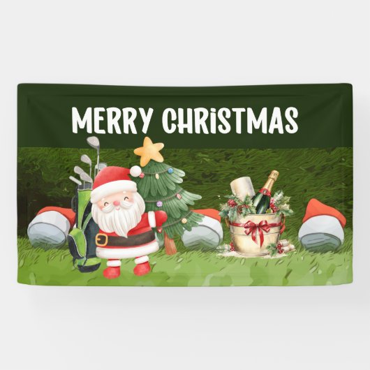 Golf Merry-kerstgolfballen draag Santa hat Spandoek (Horizontaal)