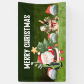 Golf Merry-kerstgolfballen draag Santa hat Spandoek (Verticaal)