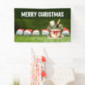 Golf Merry-kerstgolfballen draag Santa hat Spandoek (Insitu)