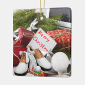 Golf Merry-kerstkaart voor cadeautjes aan golfer Keramisch Ornament (Links)