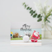 Golf Merry Kerstmis met bal en kerstman Briefkaart (Staand voorkant)