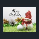 Golf Merry Kerstmis met bal en Snowman Briefkaart<br><div class="desc">Golf Merry Kerstmis met bal en Snowman</div>