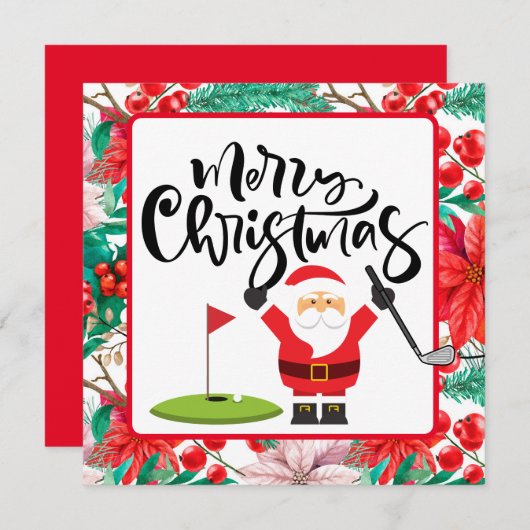 Golf Merry Kerstmis met de kerstman die golfer spe (Voorkant / Achterkant)