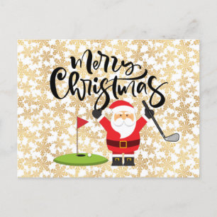 Golf Merry Kerstmis met de kerstman die golferC Briefkaart
