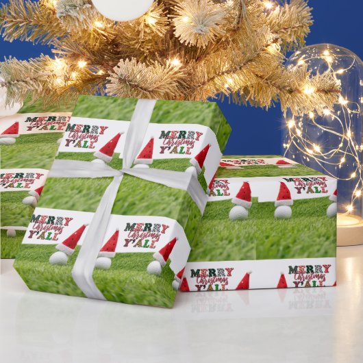 Golf Merry Kerstmis met Golf ball Santa hat Cadeaupapier (Feestdagen)