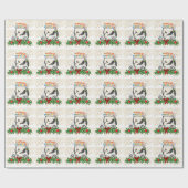 Golf Merry Kerstmis met Golf Cart op Green Wr Cadeaupapier (Vlak)